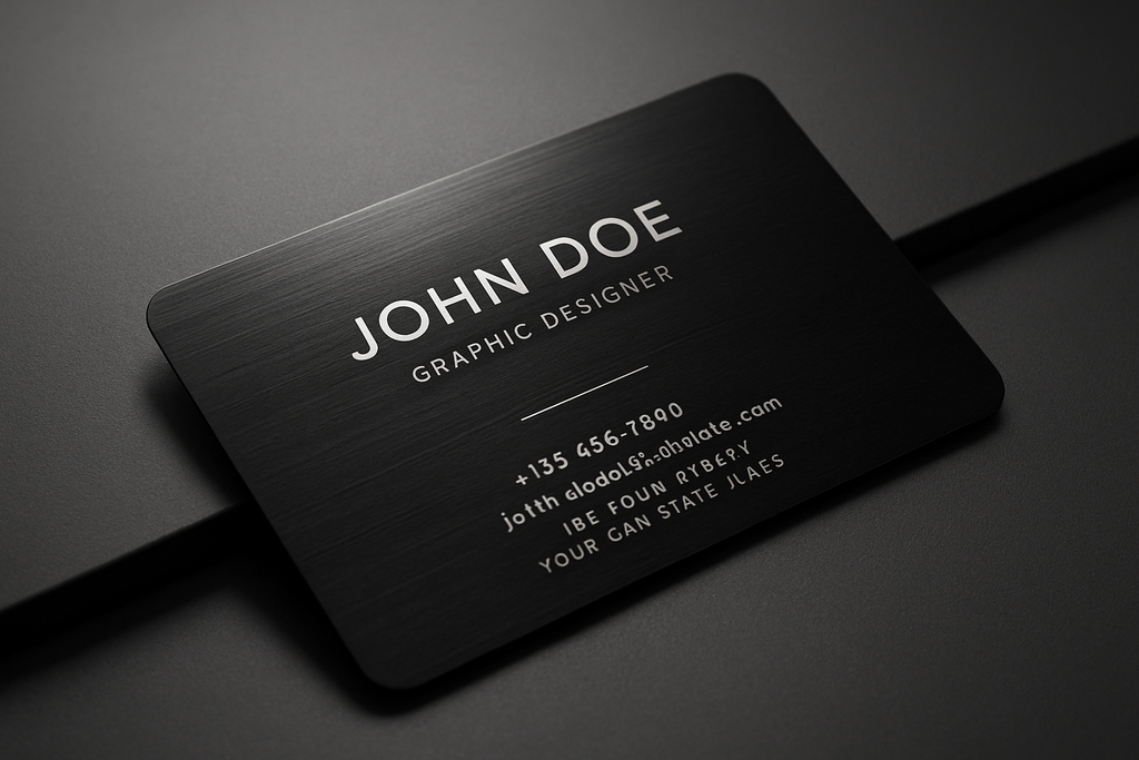 Black metal aluminum business card